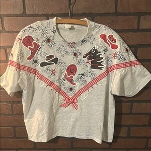 Vintage Gray and Red cowgirl Graphic Shirt